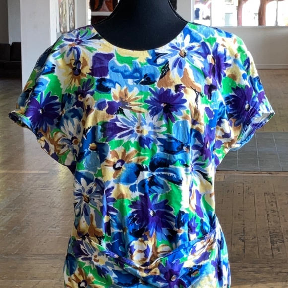 1980s faux wrap floral Hawaii dress - Picture 9 of 9